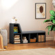 Multi-Purpose Bookshelf with 5 Cubes, 5-Cubby Bookcase with Cushioned Reading Nook and Storage Shelves, Distressed Black