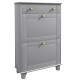 Slim Shoe Storage with 2 Flip Drawers and Adjustable Shelves Shoe Cabinet Organizer for 8 Pair, Grey