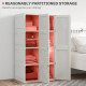 Portable Wardrobe, Foldable Clothes Storage Organzier with 8 Compartments, Magnet Doors, White