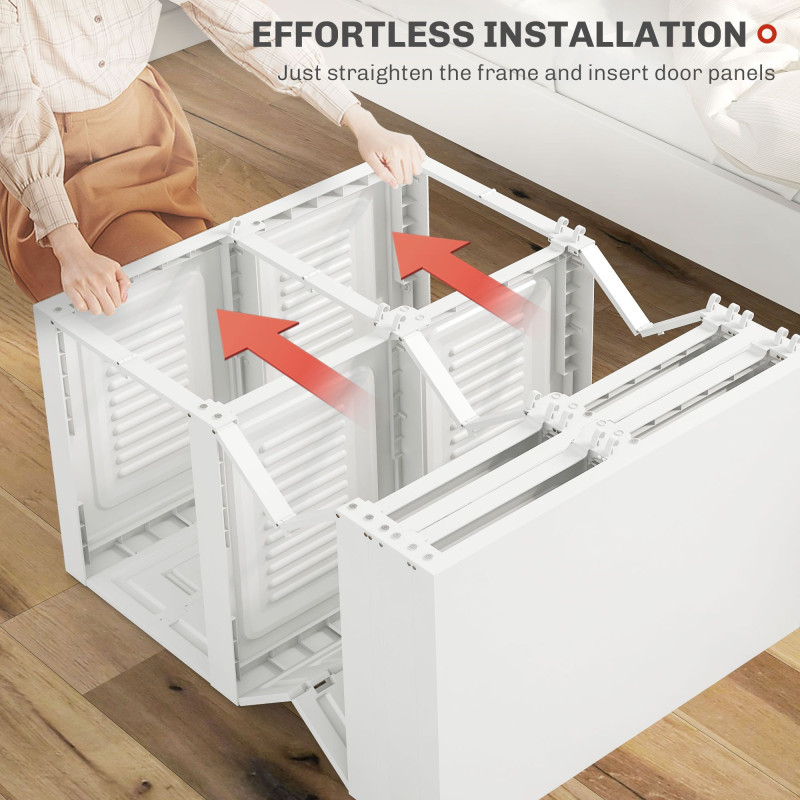 Portable Wardrobe, Foldable Clothes Storage Organzier with 8 Compartments, Magnet Doors, White