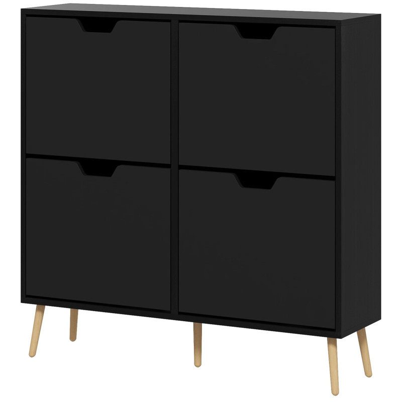 Shoe Storage Cabinet with 4 Flip Drawers and Adjustable Shelf, Shoe Cabinet for 8-16 Pairs of Shoes, Black