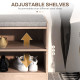 Upholstered Shoe Storage Bench w/ Seat, Entrance Bench w/ Drawer and 6 Open Shelves for Hallway, Grey