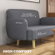 Velvet Feel Fabric 2 Seater Sofa, Small Sofa Loveseat with 8.3