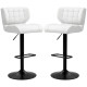 Swivel PU Leather Barstools Set of 2 Adjustable Bar Stools with Footrest Back for Kitchen Counter Dining Room White