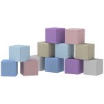 Soozier 12 Piece Soft Play Blocks Soft Foam Toy Building And Stacking Blocks - Multicolours