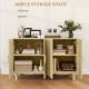 Boho Sideboard Buffet Cabinet, Storage Cabinet with 4 Rattan Doors and Adjustable Shelves, Natural