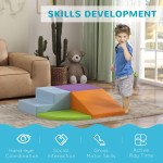 Qaba 4 Pieces Soft Play Foam Play Set for Climbing, Crawling, Multicolour