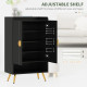 Entryway Shoe Storage Cabinet, Narrow Shoe Cabinet with Adjustable Shelves and Open Shelf for 15 Pairs of Shoes, Black