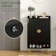 Entryway Shoe Storage Cabinet, Narrow Shoe Cabinet with Adjustable Shelves and Open Shelf for 15 Pairs of Shoes, Black