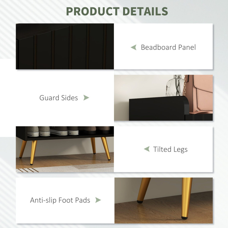 Entryway Shoe Storage Cabinet, Narrow Shoe Cabinet with Adjustable Shelves and Open Shelf for 15 Pairs of Shoes, Black