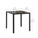 Square Kitchen Table for 2-4 People, Dining Table with Glass Top and Steel Legs for Dining Room, Black