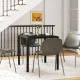 Square Kitchen Table for 2-4 People, Dining Table with Glass Top and Steel Legs for Dining Room, Black