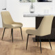 Upholstered Kitchen Chairs, Modern Dining Chairs Set of 2 with Diamond Tufting and Steel Legs for Dining Room, Khaki