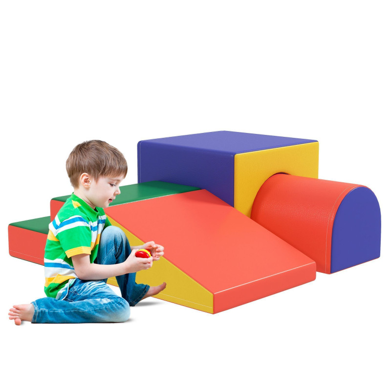 Qaba 4 Piece Foam Play Set for Toddlers and Children, Classic Colour