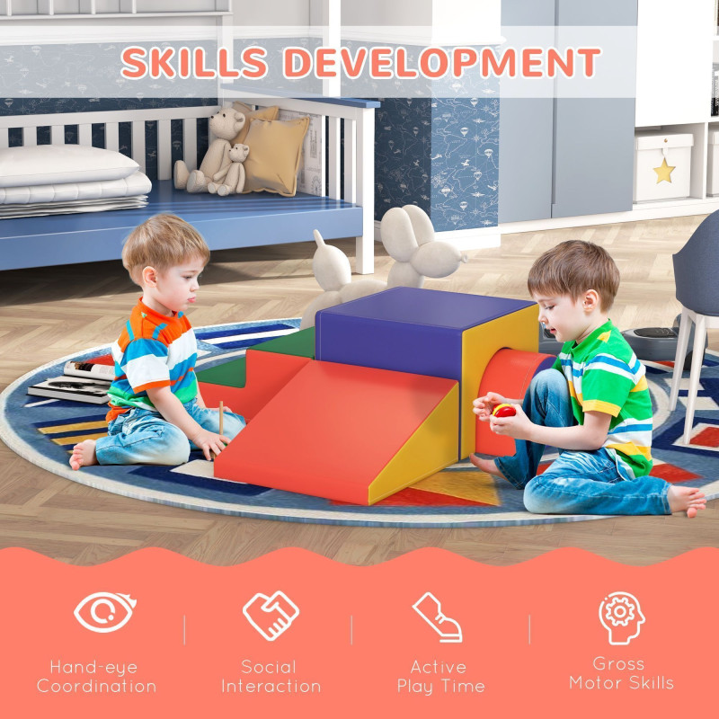 Qaba 4 Piece Foam Play Set for Toddlers and Children, Classic Colour
