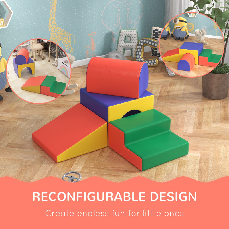 Qaba 4 Piece Foam Play Set for Toddlers and Children, Classic Colour