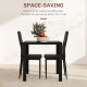 3-Piece Rectangular Glass Kitchen Table and Chairs with Metal Frame and Faux Leather Upholstery for Dining Room, Black