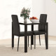 3-Piece Rectangular Glass Kitchen Table and Chairs with Metal Frame and Faux Leather Upholstery for Dining Room, Black