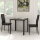 3-Piece Rectangular Glass Kitchen Table and Chairs with Metal Frame and Faux Leather Upholstery for Dining Room, Black