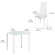 3-Piece Rectangular Glass Kitchen Table and Chairs with Metal Frame and Faux Leather Upholstery for Dining Room, White