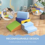 Qaba 4 Piece Foam Play Set for Toddlers and Children, Dark Colour