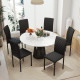 Set of 6 Modern Dining Chairs, Tufted High Back Side Chairs with Upholstered Seat, Steel Legs for Living Room, Black