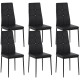 Set of 6 Button Tufted Back Side Chairs with Upholstered Seat, Steel Legs for Living Room, Kitchen, Bedroom, Black