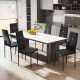 Set of 6 Button Tufted Back Side Chairs with Upholstered Seat, Steel Legs for Living Room, Kitchen, Bedroom, Black