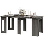 Extendable Dining Table, Expandable Kitchen Table for Small Spaces, Seats up to 6 People, Grey