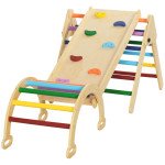 Qaba 5 in 1 Pikler Triangle Set with Ladder, Ramp, Arch, for 18-48 months, Multicolour
