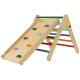 Qaba Pikler Triangle Set, 3 in 1 Climbing Toys with Ramp for Toddlers, Nature Wood