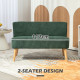 Modern 2 Seater Sofa, Upholstered Two Seater Couch with Rubber Wood Legs, Green