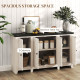 Rustic Sideboard, Buffet Cabinet with Adjustable Shelves for Living Room, Dining Room, Entryway, White Wood Grain