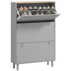 Entryway Shoe Storage Small Modern Flip-Flop Shoe Cabinet with 3 Flip Drawers Adjustable Shelves for 24 Pairs of Shoes, Grey