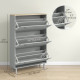 Entryway Shoe Storage Small Modern Flip-Flop Shoe Cabinet with 3 Flip Drawers Adjustable Shelves for 24 Pairs of Shoes, Grey