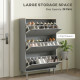 Entryway Shoe Storage Small Modern Flip-Flop Shoe Cabinet with 3 Flip Drawers Adjustable Shelves for 24 Pairs of Shoes, Grey