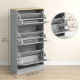 Modern Shoe Storage with 3 Flip Drawers and Adjustable Shelves, Shoe Cabinet Organizer for 12-18 Pairs of Shoes, Grey