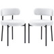 2 Pieces Kitchen Chairs, Modern Dining Chairs w/ Berber Fleece Upholstery and Steel Legs for Living Room, Cream White