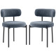 2 Pieces Kitchen Chairs, Modern Dining Chairs w/ Berber Fleece Upholstery and Steel Legs for Living Room, Grey