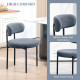 2 Pieces Kitchen Chairs, Modern Dining Chairs w/ Berber Fleece Upholstery and Steel Legs for Living Room, Grey