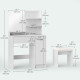 Vanity Set with Mirror and Stool, Makeup Vanity Table with Storage Drawer, Cabinet, Adjustable Shelf for Bedroom, White