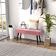 39 Inches Upholstered Bedroom Bench, Modern End of Bed Bench with Steel Legs, Pink