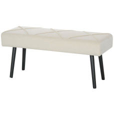 39 Inches Upholstered Bedroom Bench, Modern End of Bed Bench with Steel Legs, Cream White