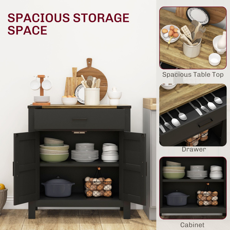 Sideboard Buffet Cabinet, Farmhouse Kitchen Storage Cabinet w/ Drawer and Shelf for Living Room, Entryway