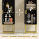 Tall Bathroom Storage Cabinet, Modern Narrow Bathroom Cabinet with Diamond Chevron Pattern and Adjustable Shelf, Black