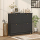 Modern Shoe Storage Cabinet, Narrow Shoe Cabinet with 4 Flip Drawers, Adjustable Shelves, 5 Legs for Entryway, Black