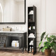 Tall Bathroom Cabinet, High Gloss Storage Cabinet with Doors and Adjustable Shelves, 11.8
