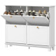 Modern Shoe Storage Cabinet, Narrow Shoe Cabinet with 4 Flip Drawers, Adjustable Shelves, 5 Legs for Entryway, White