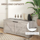 39.4 Inches Storage Chest, Storage Trunk with 2 Safety Hinges for Living Room, Grey Wood Grain