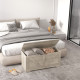 39.4 Inches Storage Chest, Storage Trunk with 2 Safety Hinges for Living Room, Grey Wood Grain
